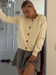 Knit Sweater Cardigan Coat For Women Long Sleeve Patchwork Ribbed Casual Loose Cropped Top Female Knitwear Outwear Jumpers