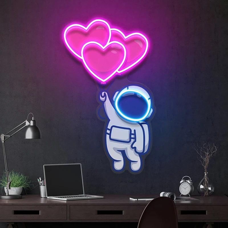 Letrero de neón personalizado con astronauta espacial, letreros Led con nombre personalizado, decoración de pared de dormitorio para regalo de