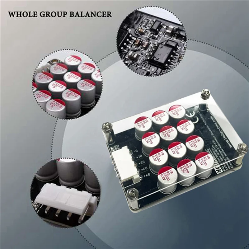 JABS-2X 4S 5A Cluster Equalizer Active BMS Board Lithium Battery Lifepo4 Battery Equalizer Capacitor(With Case+Terminal Wire)