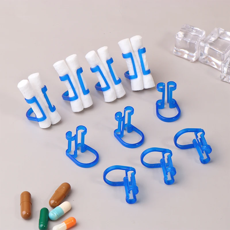 Pince à rouleau de coton dentaire orthodontique, outil d'isolation en plastique bleu, porte-coton de poulet, fournitures de laboratoire de clinique de dentiste, 10 pièces