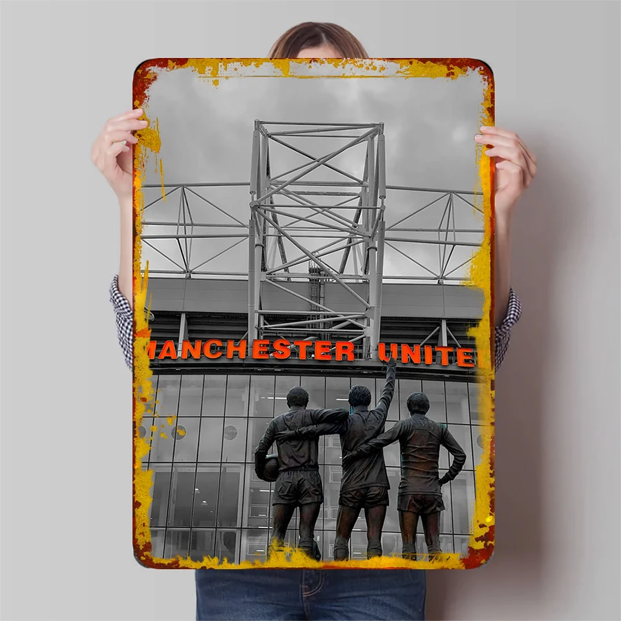 مانشستر يونايتد أولد ترافورد النحت ملصق معدني نادي كرة القدم تذكارات جدار ديكور لمحبي