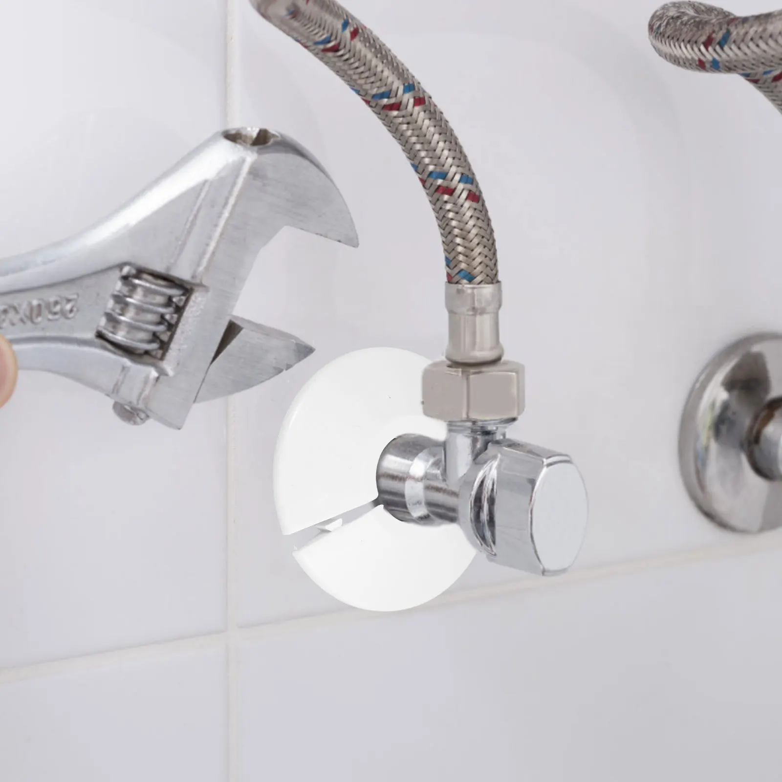 

10pcs 22mm Drain Pipe Cover White Plastic Collar for Under Sink Decorative Bath Heater Flange Split Radiator Coverings Pipes