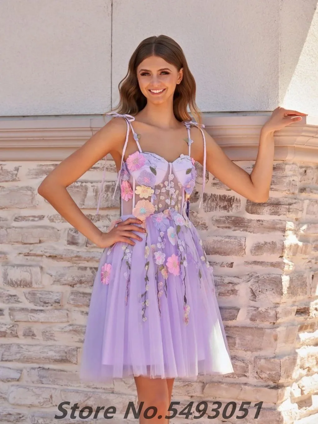 Sevintage الأميرة خط ثلاثية الأبعاد الزهور تول فستان العودة للوطن فوق الركبة فساتين لحفلات الكوكتيل الصغيرة الدانتيل ميدي فساتين حفلات مخصصة