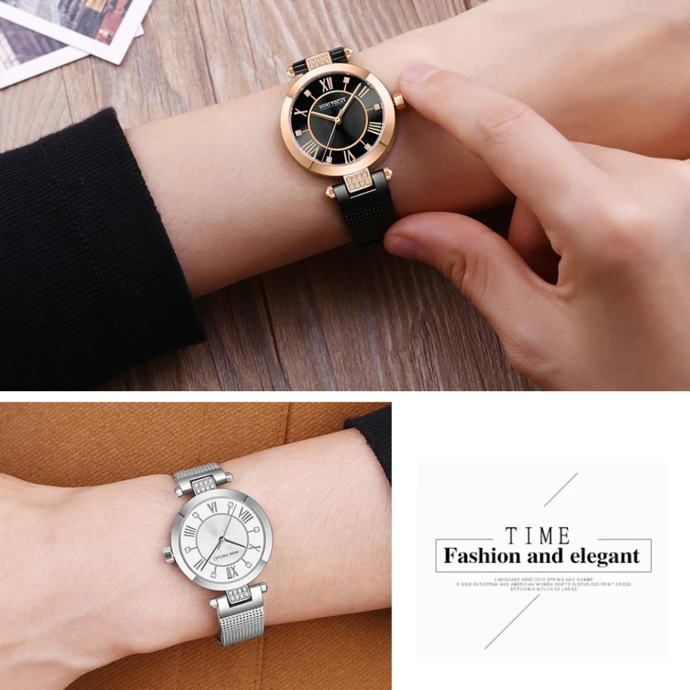 MINI FOCUS 0215L Luxury Brand Fashion Ladies Watch for Women Quartz Wristwatch Mesh Belt Womens Watch Relojes Para Damas Relojes