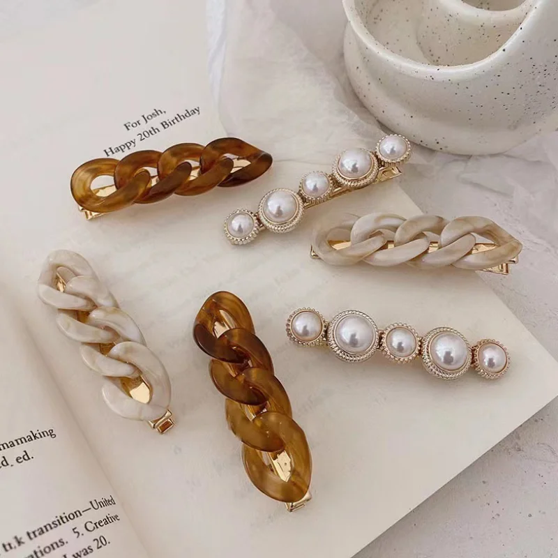 New Handmade Chain Hair Clips Gold Color Long Barrettes Hair Clips for Women Girls Korean Fashion Hairpin Hair Accessories Gifts