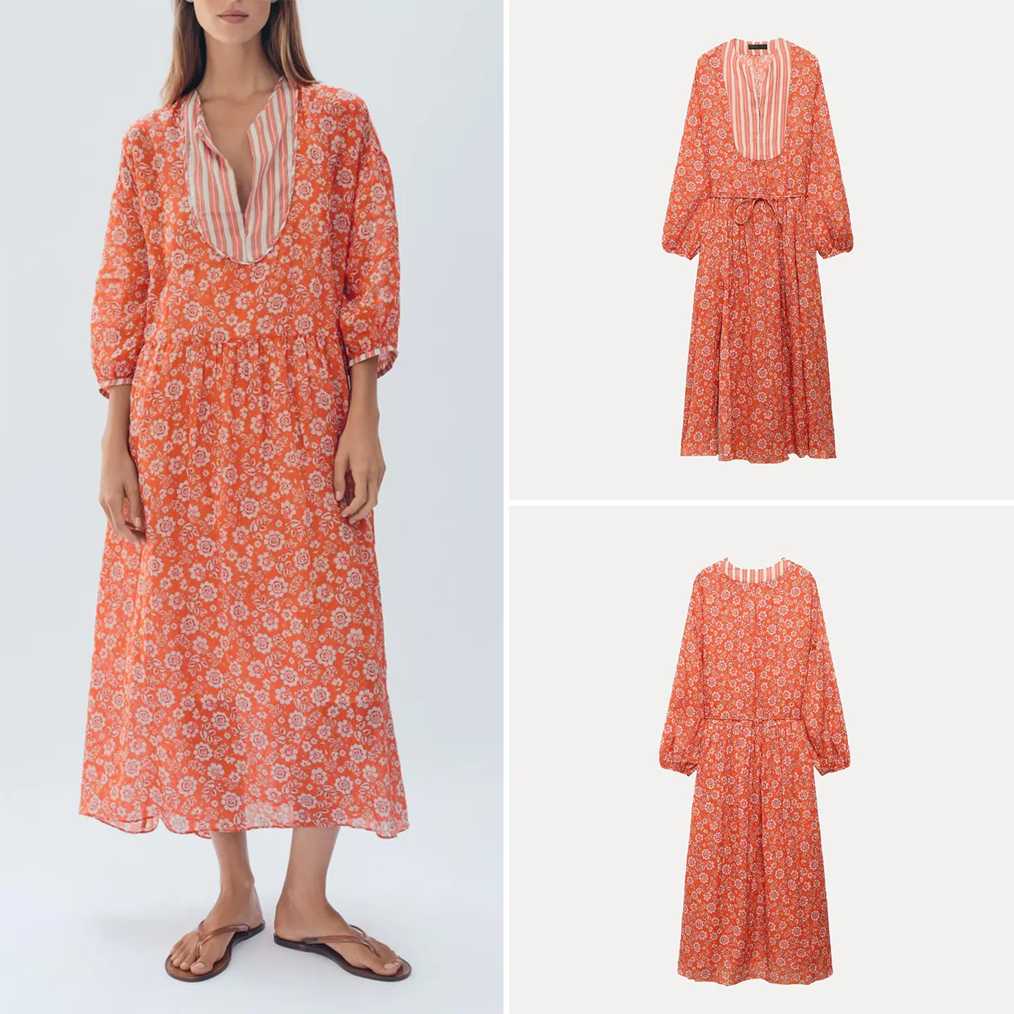 

Fashionable Floral Kaftan Dress Women's Summer 2026 Elegant Personality Long Sleeve Loose Fit Daily Wear Zadata Brand