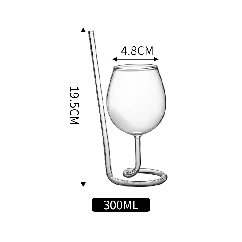 1 Piece Creative Cocktail Glass with Build-in Straw Vampire Design Glass Cup for Martini Liquor Red Wine Juice Milk Bar Tool