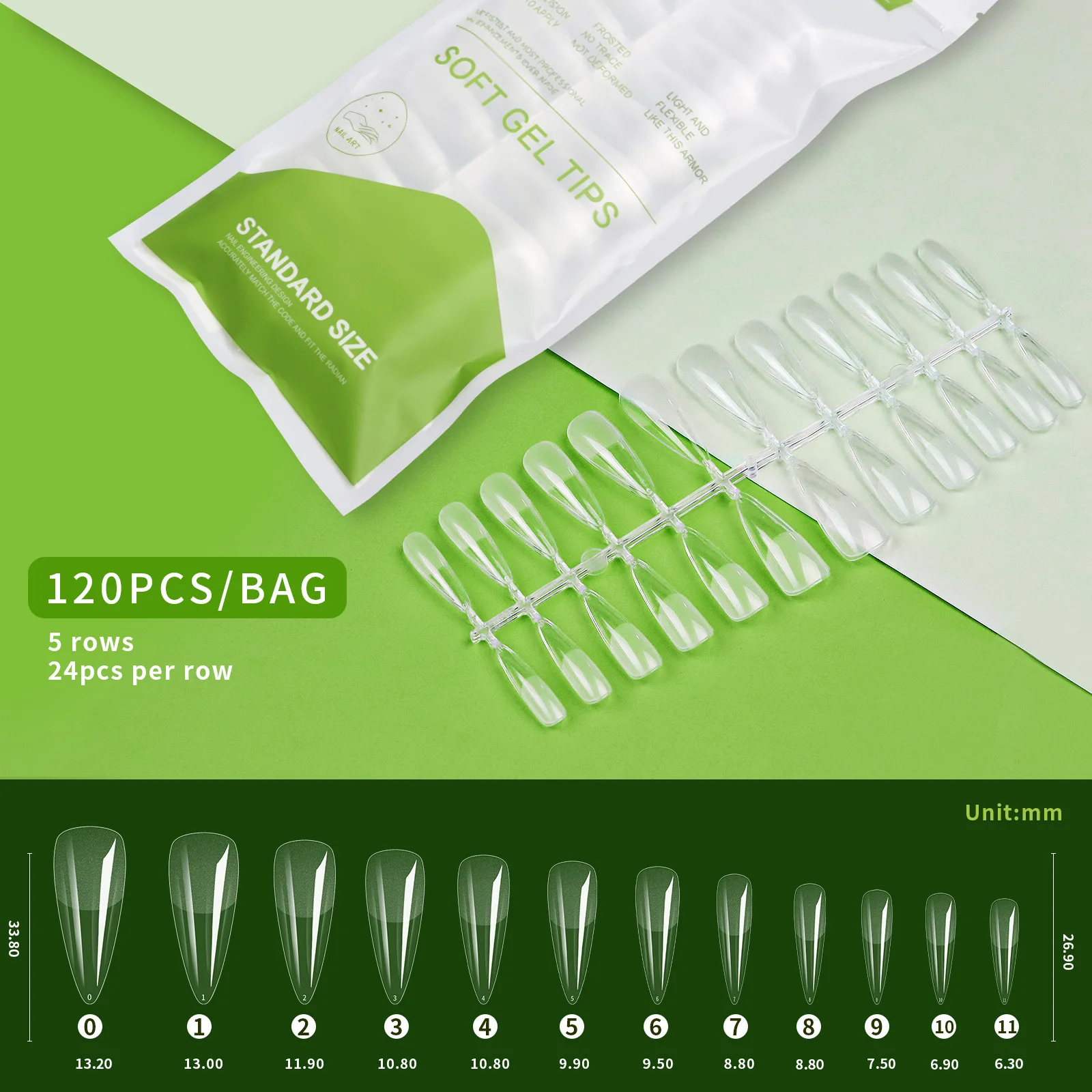 120 Stück ultradünne, weiche Gel-Spitzen, transparente, spurlose Press-On Coffin-Nägel für einen natürlichen Maniküre-Look – Detail 15