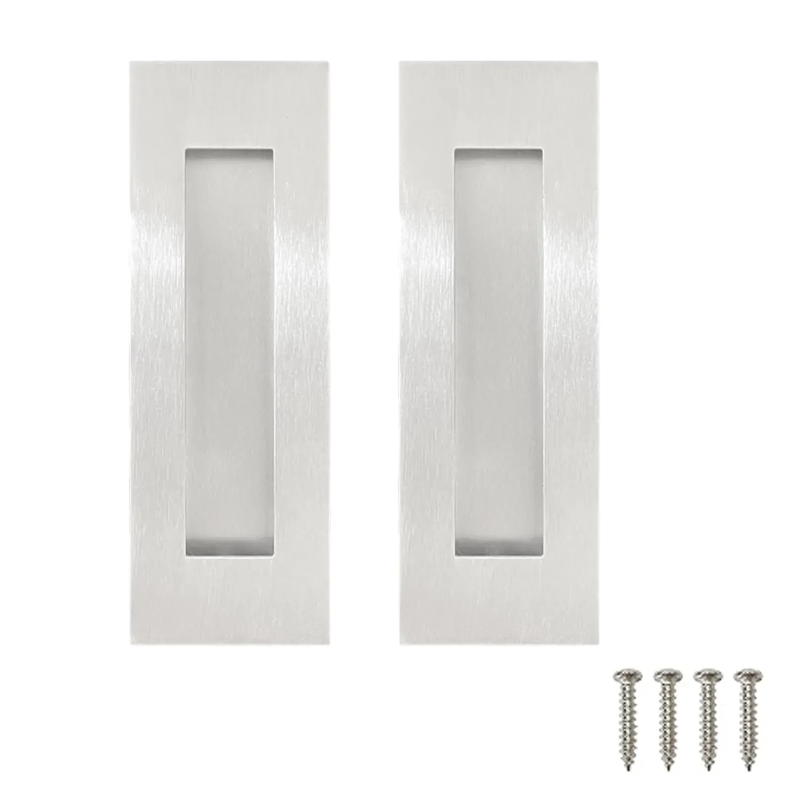 Manija empotrada de acero inoxidable para puerta corredera, tirador Invisible de madera, 2 piezas, Plata