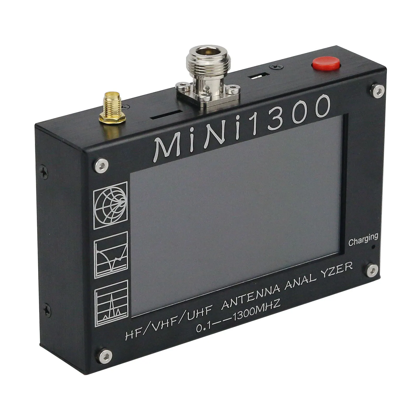 Port  le MINI1300 Full Band 4.3-inch Touch Screen Vector HF VNA Antenna Analyzer 0.1-1300MHz