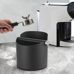 Stainless Steel Coffee Knocking Box Anti-slip Coffee Ground Knock Bucket with Knock Rod Coffee Powder Bucket Espresso Dump Bin