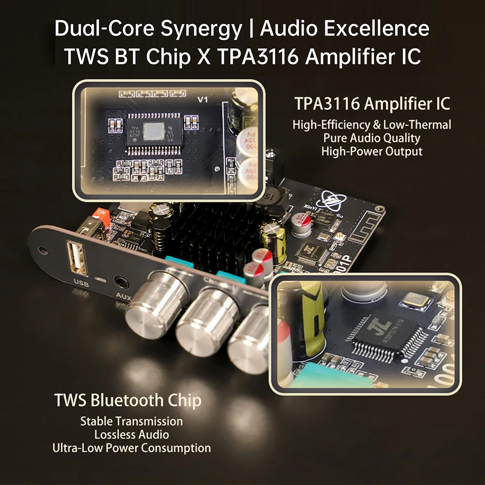 TWS Bluetooth Digital Audio Amplifier Board XY-T1001P High