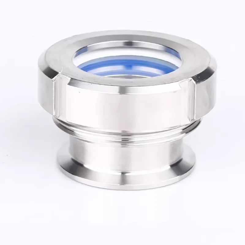 304Stainless Steel Quick Connect Mirror Sanitary Grade Clamp Type Circular Thread Manhole Internal View Glass Observation Window