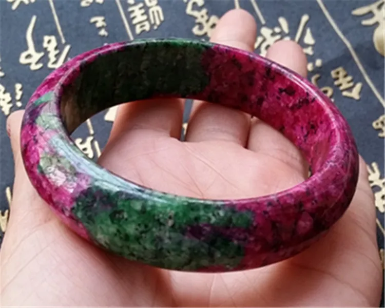 Natural Jade Peach Bangle Exquisite Polishing Plum Blossom Bracelet Red Green Fine Gemstone Jewelry For Women Gift Drop Shipping