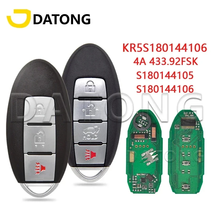 

Datong World Car Remote Control Key For Nisan Rogue X-Trail KR5S180144106 S180144105 S180144106 4A Chip 433MHz Key No Brand