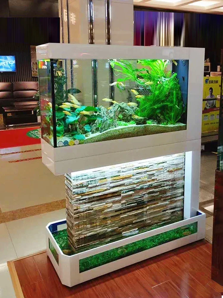 Large water curtain wall, screen partition, flowing fish tank