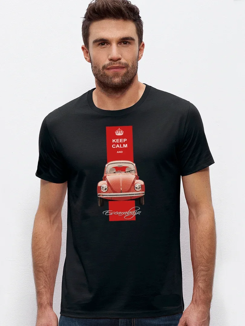 Keep Calm and Escarabajo. Funny Beetle Car T-Shirt Short Sleeve Casual 100% Cotton O-Neck Summer Mens T-shirt Size S-3XL