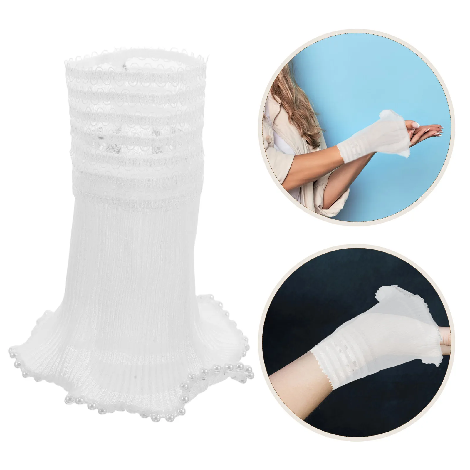 

1Pair Faux Sleeve Cuffs for Women Ruffle Lace Detachable Wrist Warmers Elegant Floral Layered Cuff Fashion Accessory Wedding
