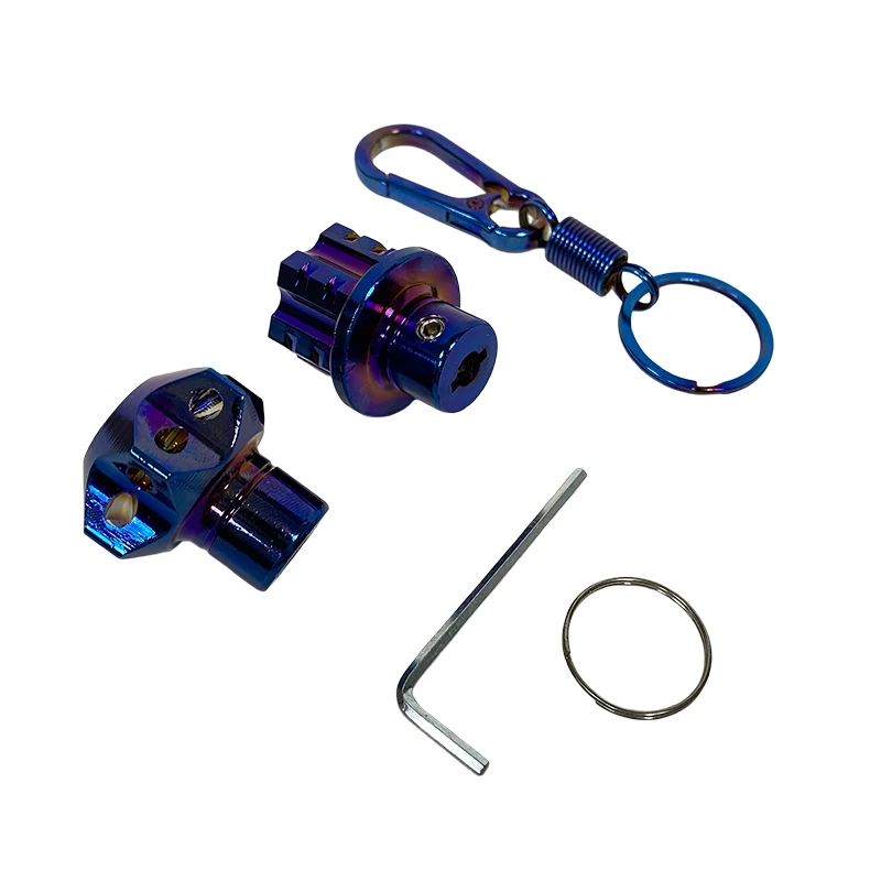 Universal Motorcycle Key Head Modified Key Cover CNC Burnt Titanium Key Head Gear Hexagonal Titanium Burnt Key Head Accessories