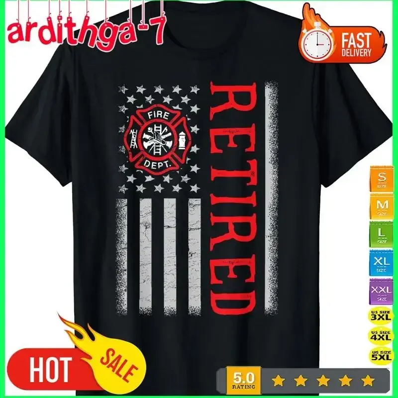 Thin Red Line Firefighter American Flag Retired T ShirtJPG1