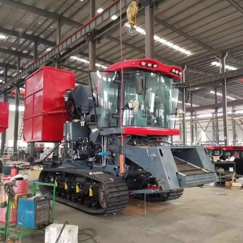 Mud Resistant Crawler Rice Combine Harvester Deep Paddy Field Passable Diesel Engine Farm Paddy Cutting Threshing Harvest