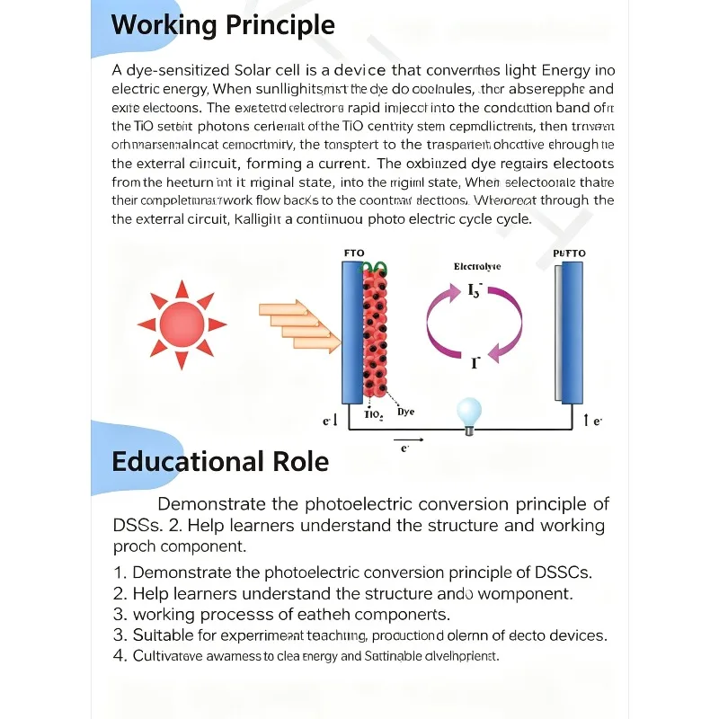 Dye-sensitized Solar Cell Teaching Kit, Entry Level Experiment Teaching Demo Accessory for Educational Demonstration