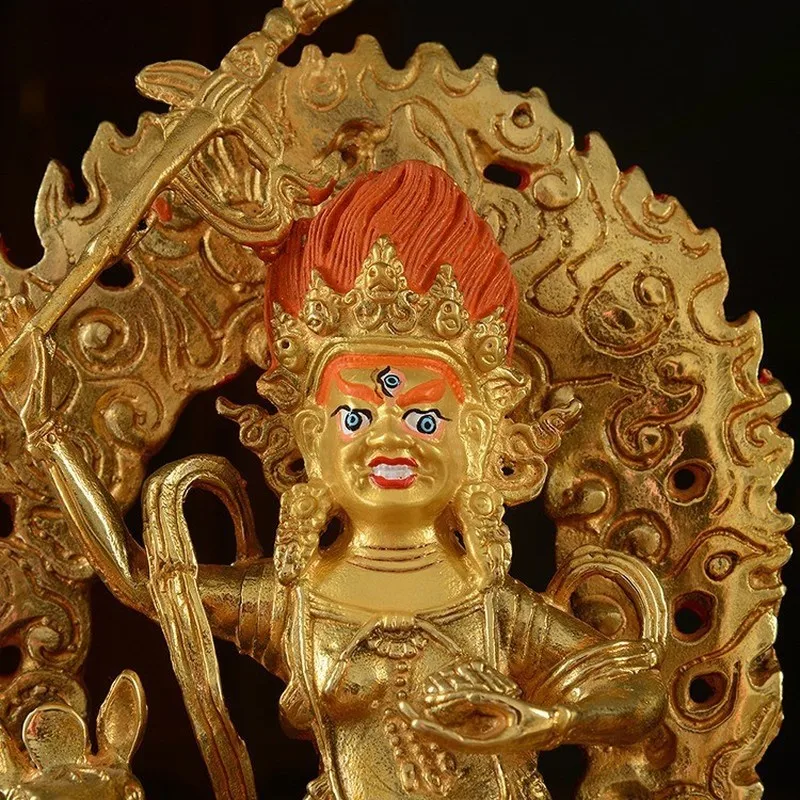 Tibetan-style ethnic items: a fully gilded brass statue of a Vajrayana deity, the Goddess of Auspiciousness, 22cm tall