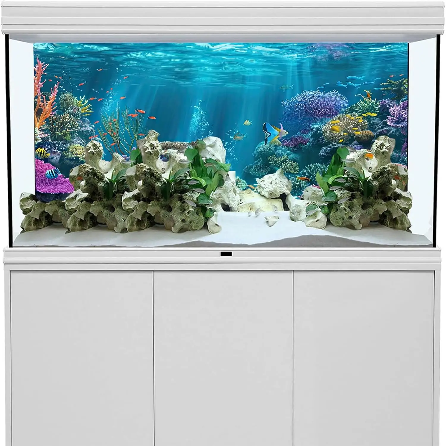 Underwater Eden, Fish Tank Background Painting, Aquarium Background Painting Sticker, Front Self-Adhesive, Landscape Ornaments