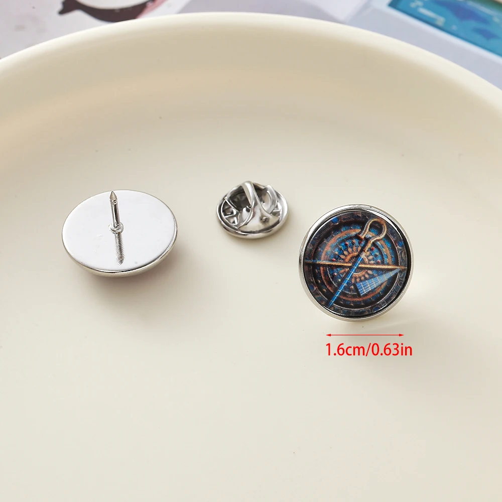 Ancient Egypt Symbol Brooch Glass Cabochon Lapel Pin Horus Eye Cross Scarab Pharaoh Badge Men Fashion Jewelry Gift