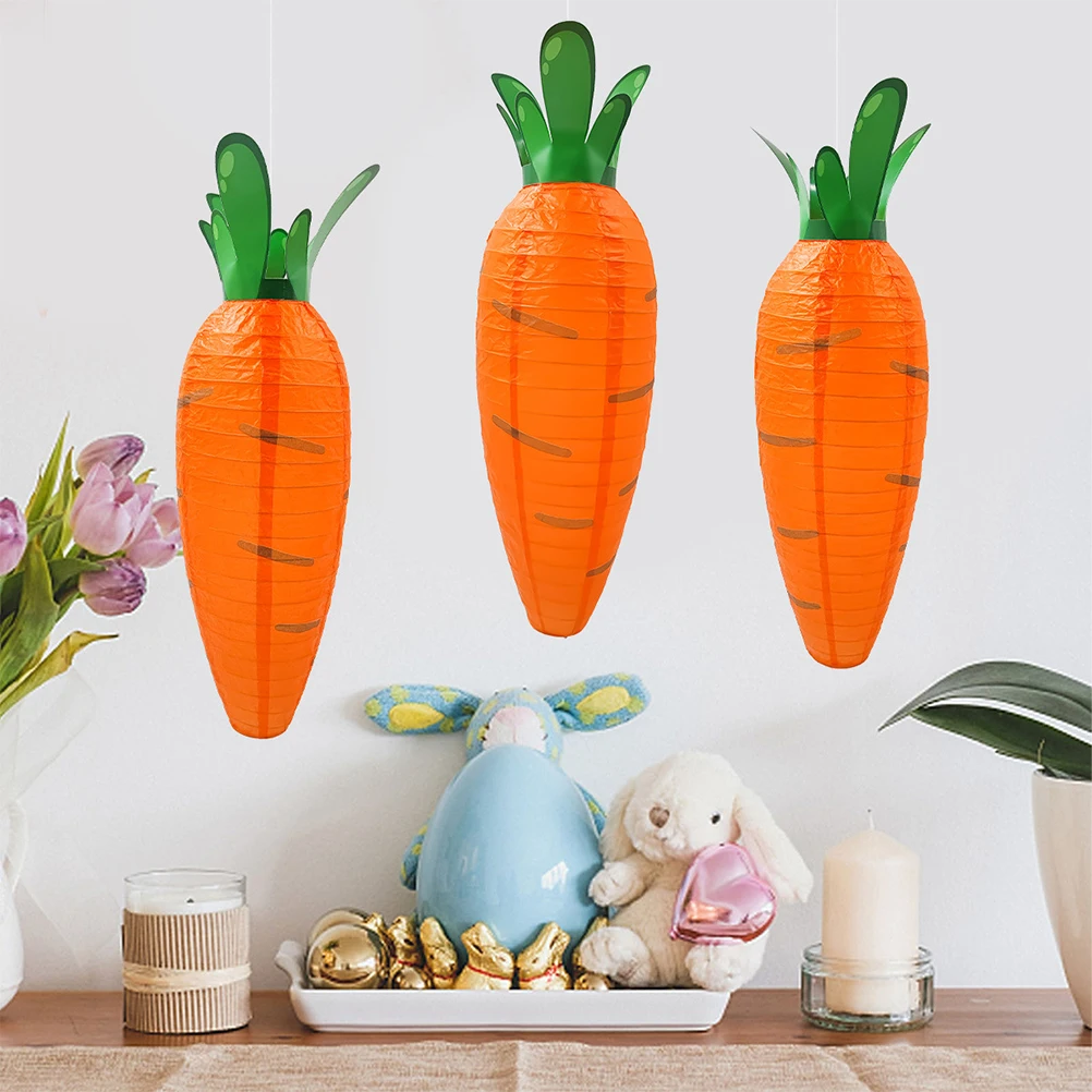

5 Pcs Carrot Paper Lanterns Extra Large Cute Cartoon Festival Decorations Hanging Party Lighting Desk Lamp ornaments