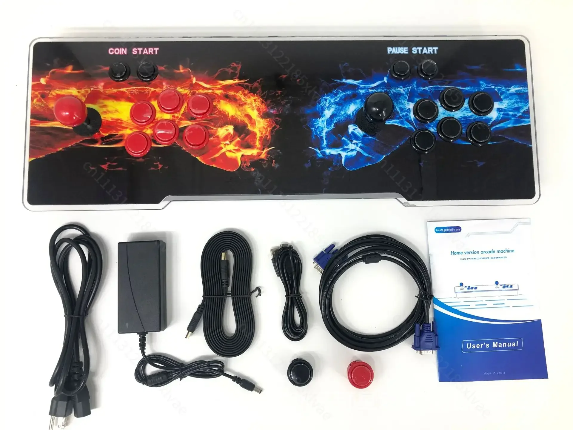 2-Player Wireless Arcade Joystick Pandora Box Console, Desktop All-In-One Retro Game Machine Home Gaming for King Of Fighters 97