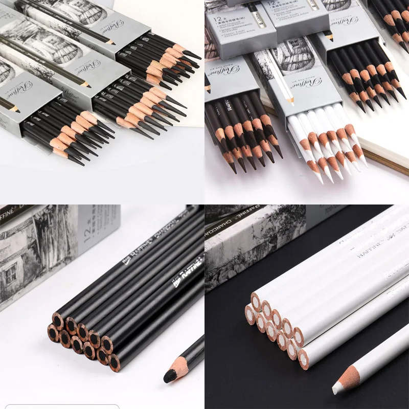 Sketch Art Charcoal Soft Medium Hard HB Black Pencil White Brown Highlight Anime Student Exam Painting Sketch Creation Brush