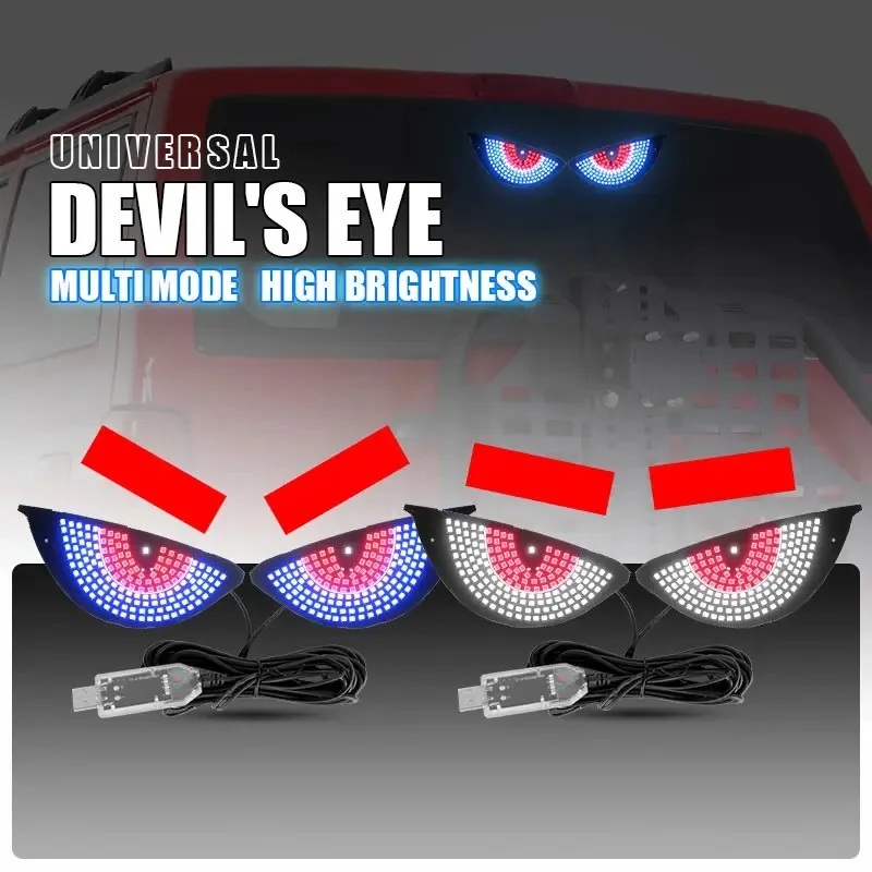 

2PCS Devil's Eye Rear Warning Flashing Light USB 5V LED Signal Lights For Car Windshield Glow Flexible LED Panel Decorative Lamp