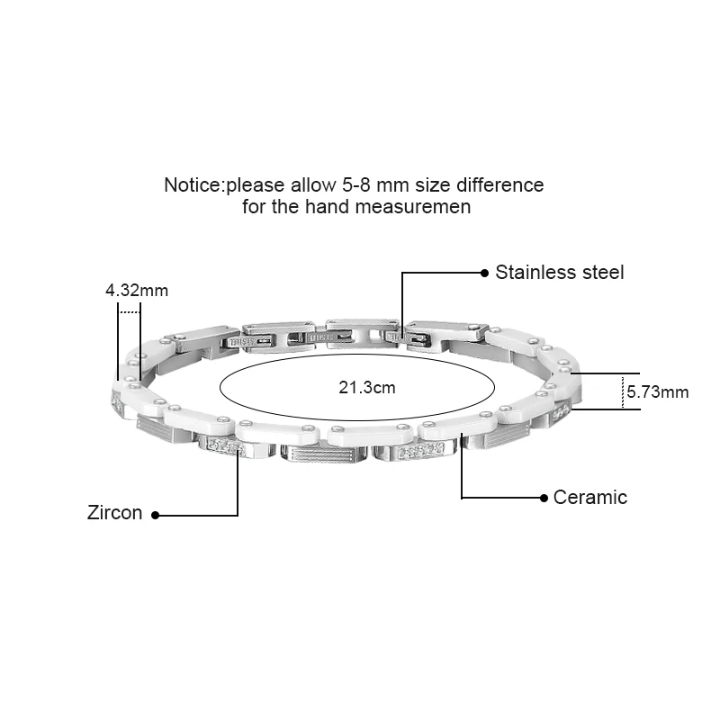 Moocare-男性と女性のためのステンレス鋼のブレスレット,象眼細工のジルコニアをあしらったジュエリー,白いセラミック,クリスマスプレゼント