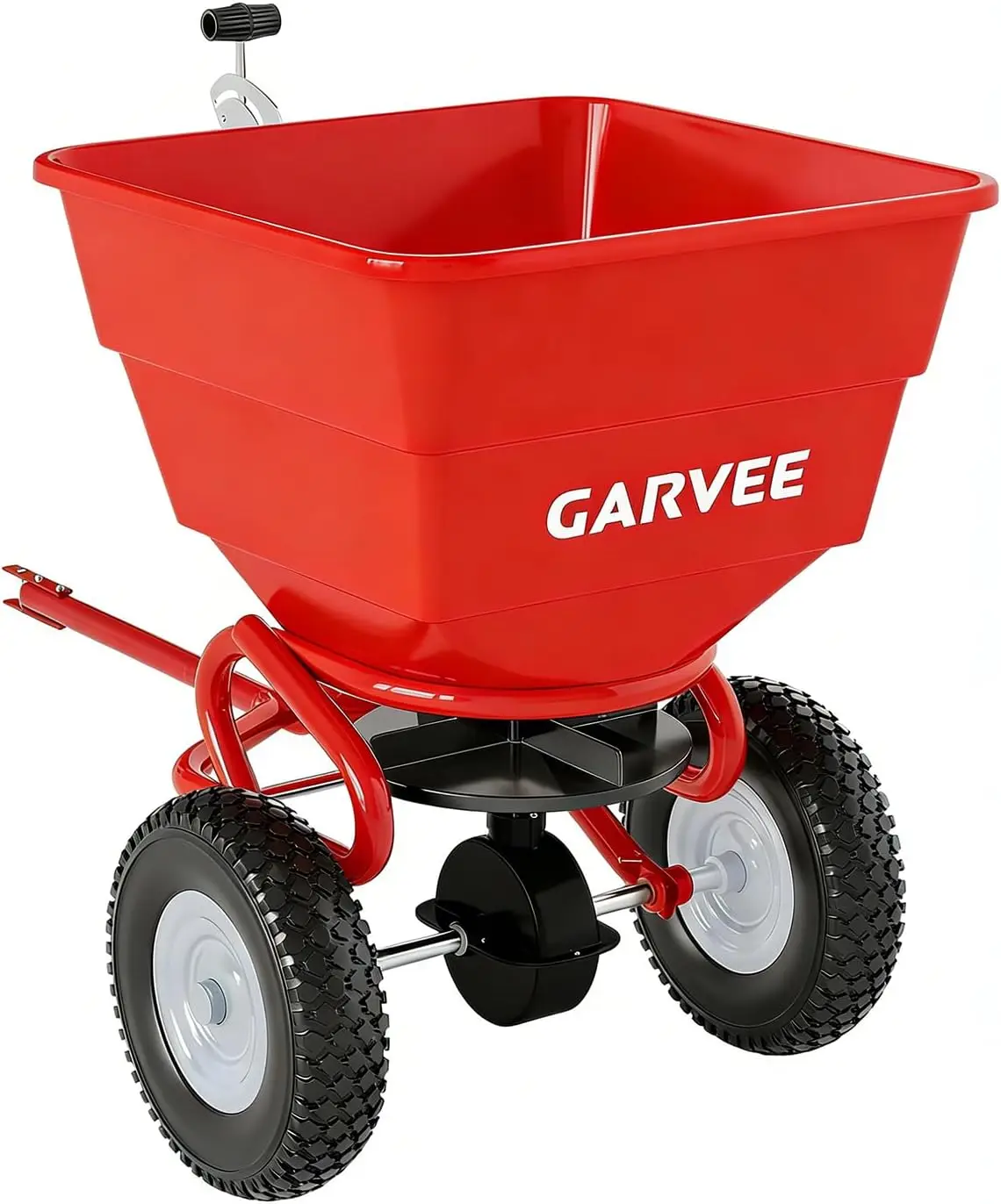 Heavy-Duty 130 lb. Capacity Tow-Behind Broadcast Spreader for Lawn, Garden & Farm – 10-Inch Pneumatic Tires, Adjustable Flow Control for Seed, Fertilizer, Salt & Ice Melt, Compatible with ATVs & Tractors