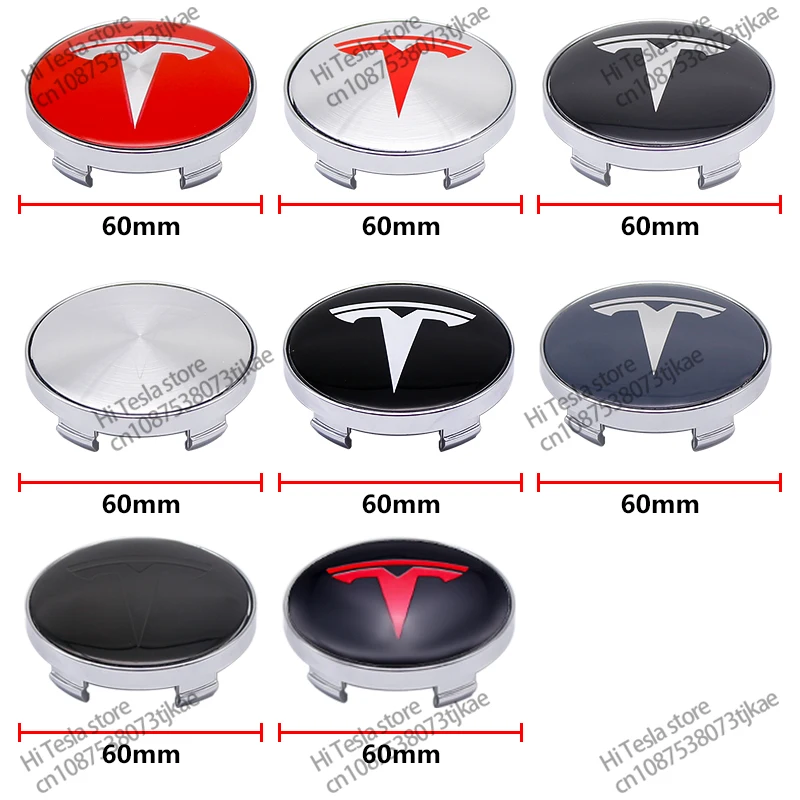 60mm 4pcs/set tesla Car Wheel Center Hub Cap Cover Emblems Sticker Auto Logo car styling accessories for Tesla Model 3 Y S X