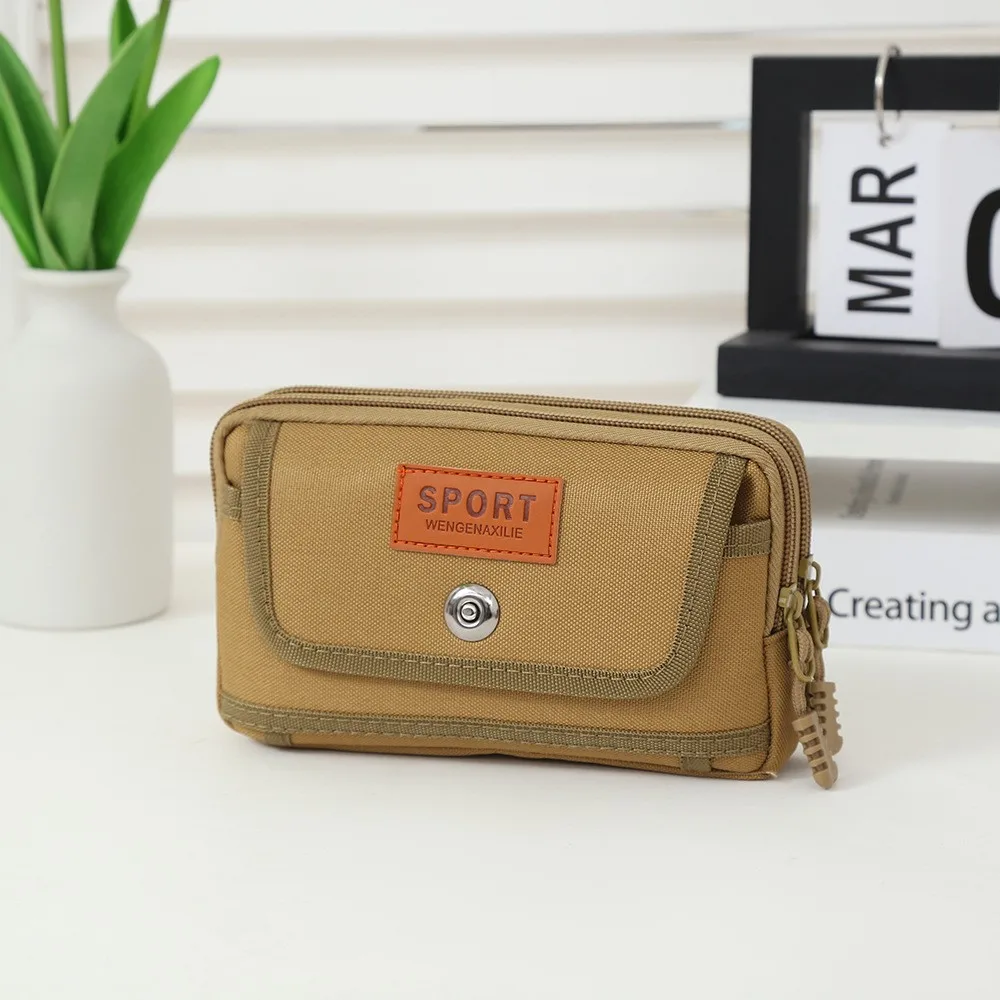 

Flip Up Canvas Waist Bag For Men's Business, Durable Multi-layer Coin Purse, Portable Zipper Phone Bag