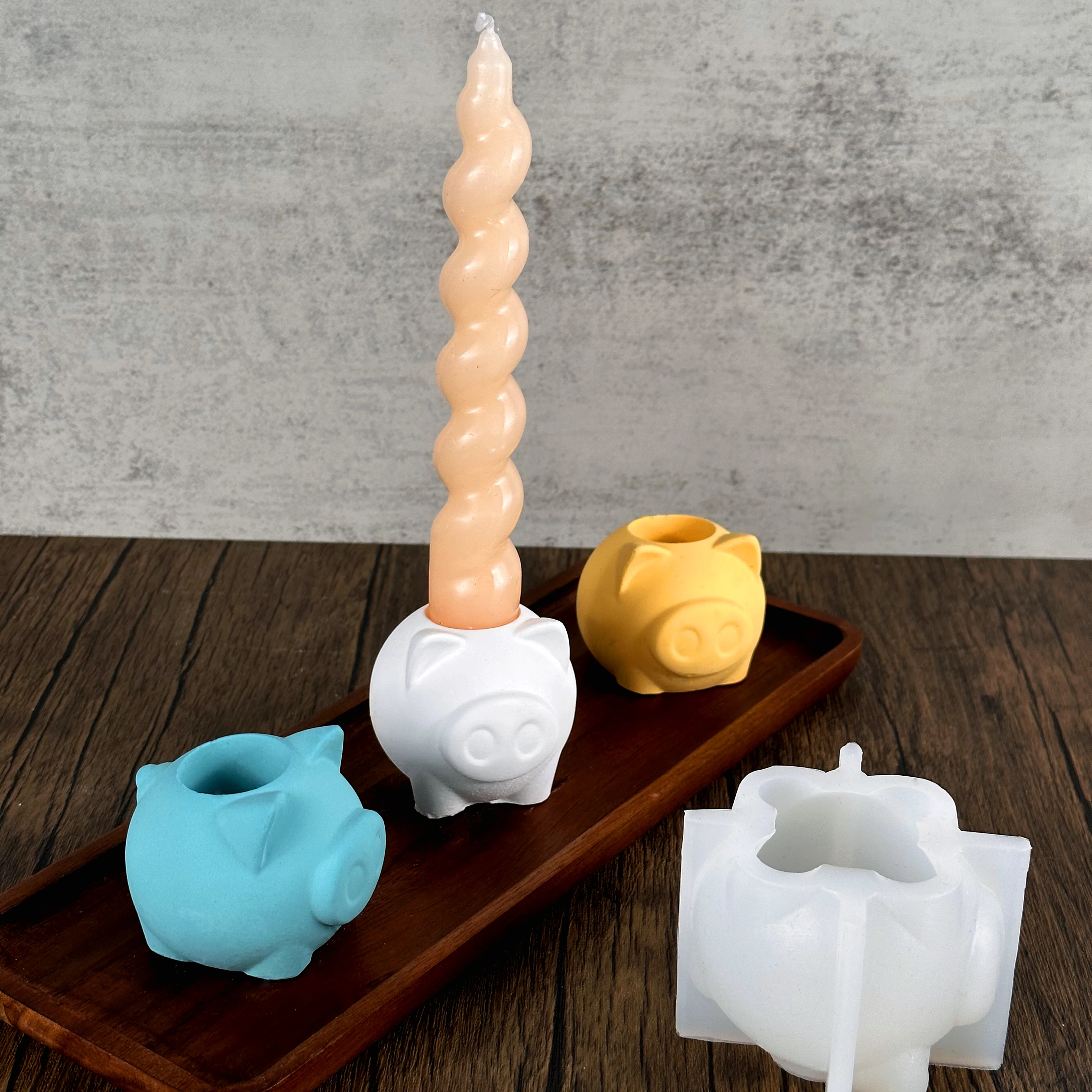 

Pig Candleholder Silicone Mold Epoxy Resin Candle Holder Gypsum Mold Concrete DIY Handmade Mold Cute Home Accessories