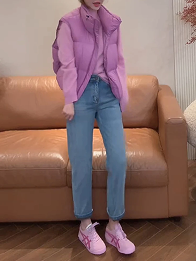 

Зимний модный комплект из трех предметов: утепленный хлопковый жилет с длинными рукавами, джинсы и нижнее белье. Повседневная одежда для работы, дома и свиданий. Женская одежда.