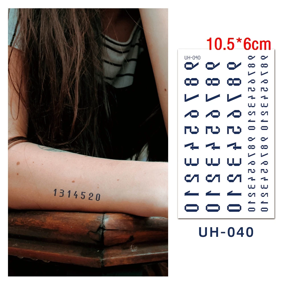 Juice Tatto Sticker Ins Arab Number English Word Body Art Ink Blue Bat Flame Waterproof Temporary Fake Tattoo for Men Women