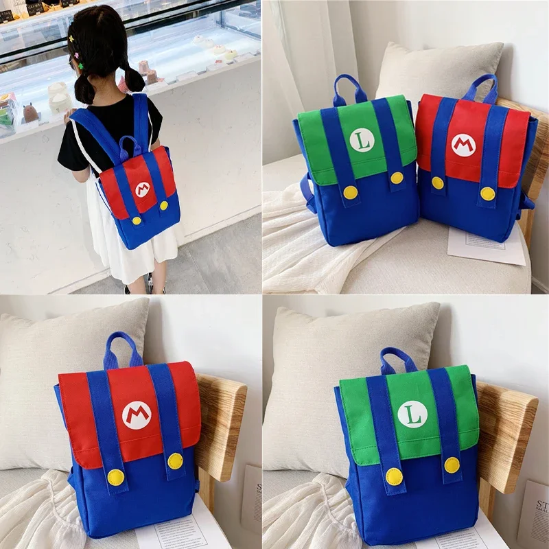 Super Mario Bros Backpack High Capacity Nylon Waterproof Anime Peripherals Kindergarten Baby School Bag Cosplay Festive gift