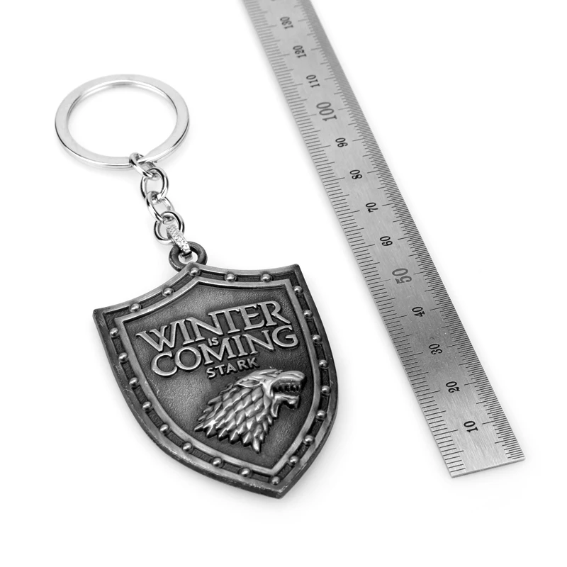 Movie Keychain House-Stark-Of-Winterfell Wolf Badge Sign Pendant Keyring Key Holder Jewelry Fine Cosplay Props Gift For Friends