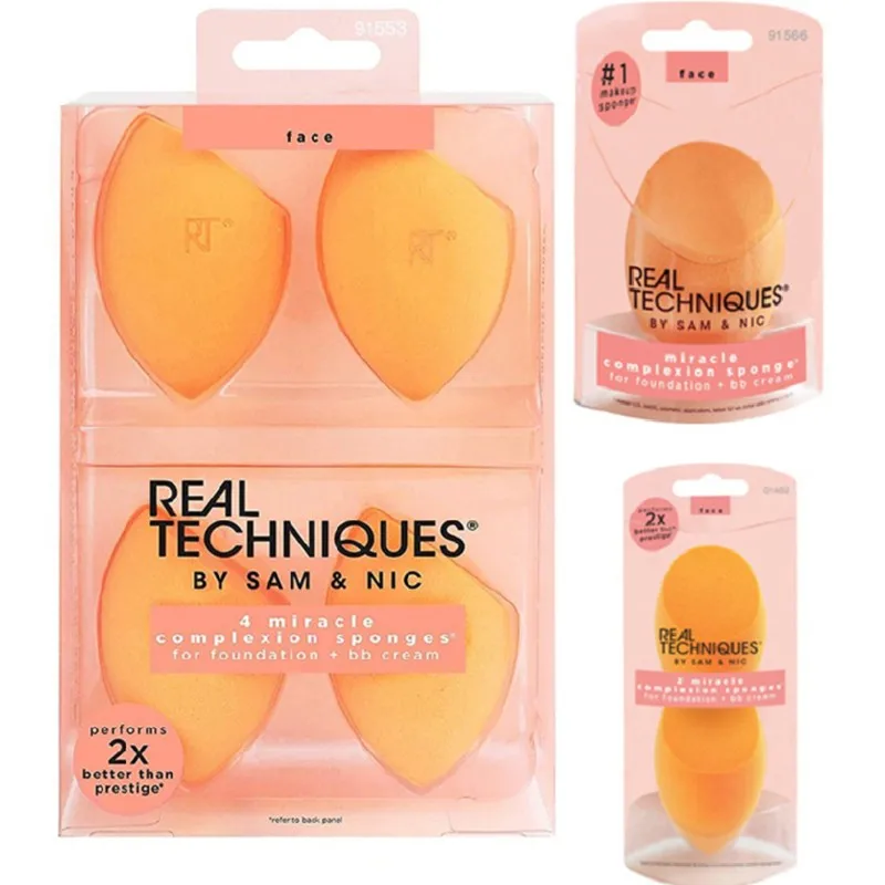Juego de esponjas de maquillaje de técnicas reales, esponja cosmética para polvos de belleza facial para base, crema, corrector, nuevas herramientas de licuadora 91533