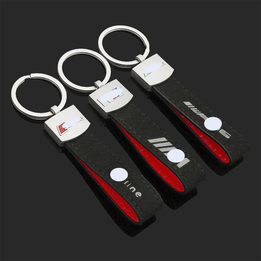 Sueded Metal Buckle Car Keychains With Brand Logo For Sline For BMW M For Benz AMG Badge Key Chain Keys Rings Fashion Gift