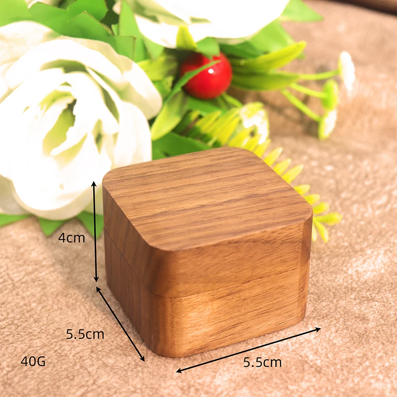 Jewelry Box Walnut Solid Wood Wedding Ring Box Small Jewelry Storage Table Top For Marriage Diamond Ring