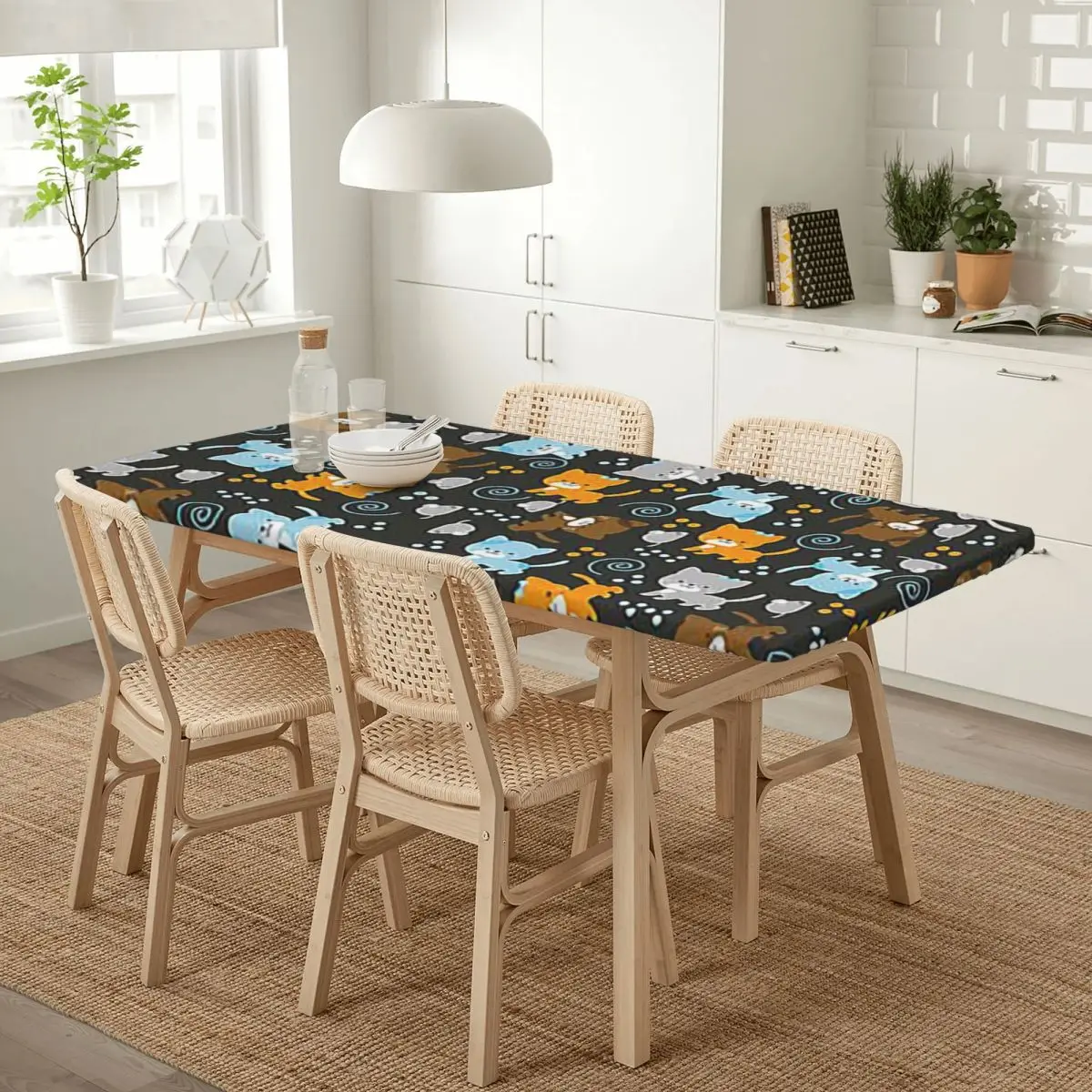 Gray Ginger And Siamese Kittens Cats Custom Rectangular Tablecloth Oilproof Table Cover for Dining Events Table Cloth