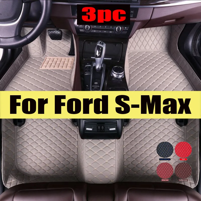 

Car Floor Mats For Ford S-Max MK1 2006~2014 7seat Anti-dirt Pads Full Set Waterproof Floor Mat Non-slip Carpets Car trunk mat