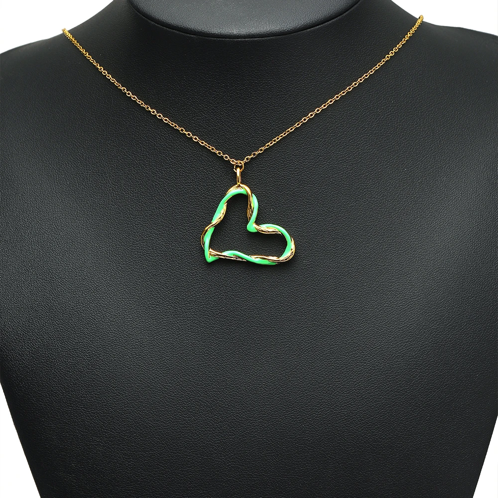 4 Stück Edelstahl-Draht-Wickel-Emaille-Herzanhänger für DIY-Modeschmuck, Halskettenanhänger, Zubehör für Mädchen-Ohrringe – Detail 2