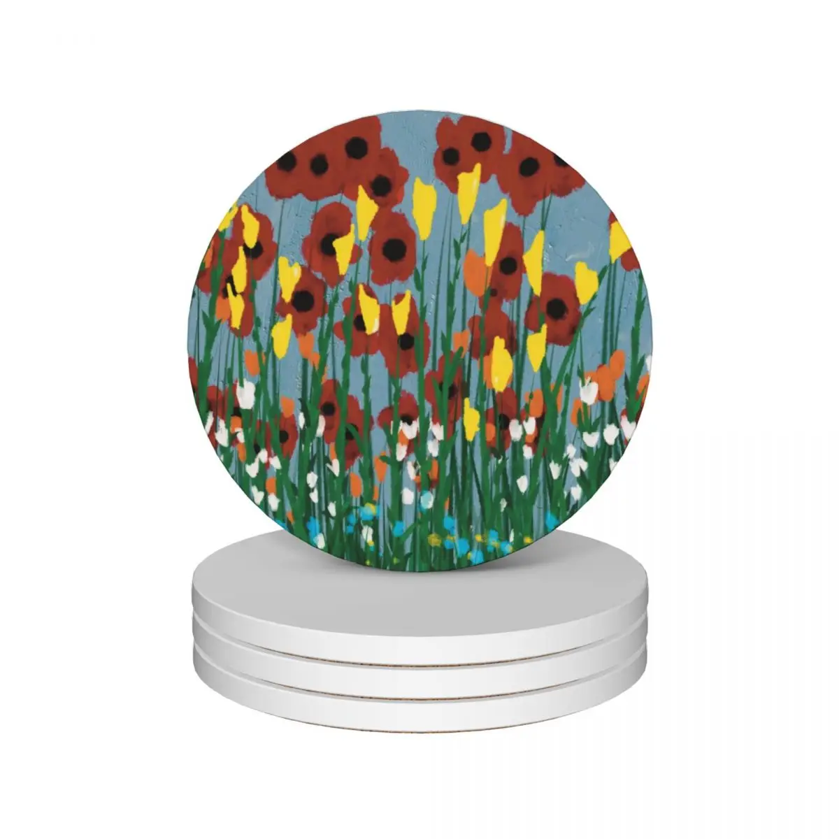 

Wild Meadow Ceramic Coasters (Set of 4) christmas set for drinks tea cup holders cute set Coasters