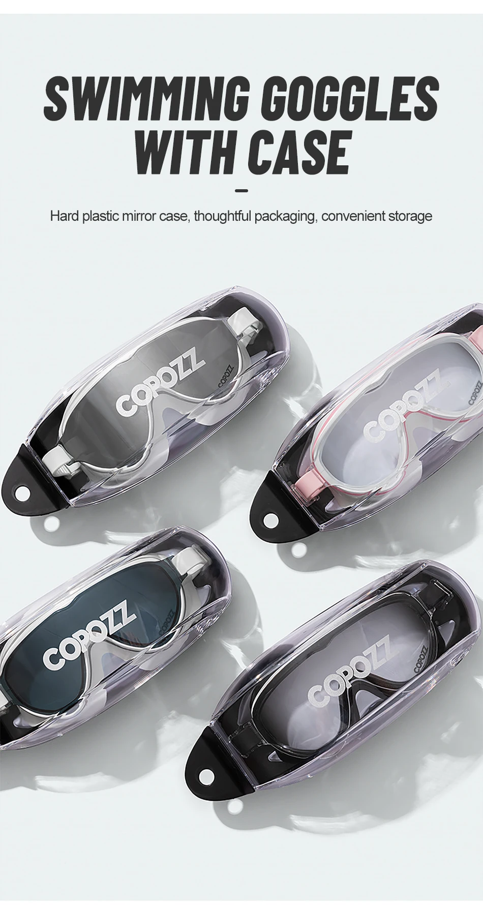COPOZZ Neue Schwimmbrille für Erwachsene mit großem Rahmen, professionelle Beschichtung, langlebig, Anti-Beschlag-Komfortbrille, Schwimmbrille für Männer und Frauen – Detail 14